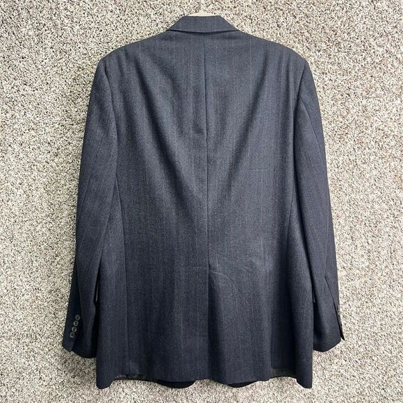 Christian Dior Blazer Men’s 42 Gray and Blue Herringbone Patterned Suit Jacket - Picture 3 of 11